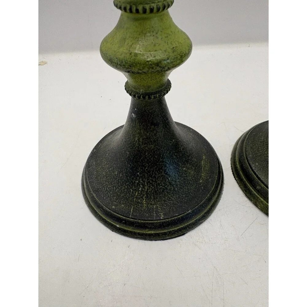 Pier 1  Set Of 2 Candlestick Stacked Multi Color Metal Boho 11” Tall